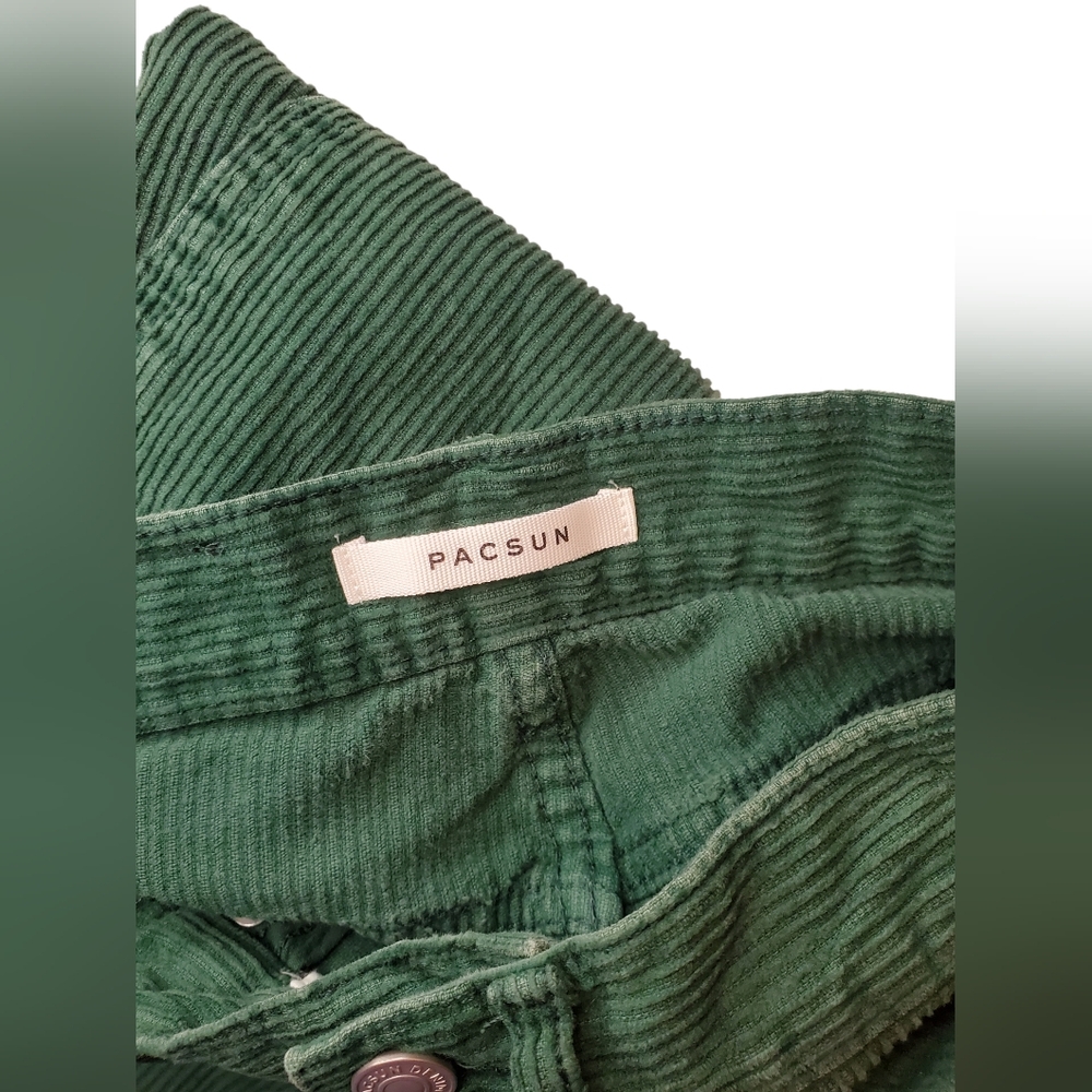 PacSun Green Corduroy Dad Jeans High Rise Button Fly Size: 22 - Picture 3 of 11